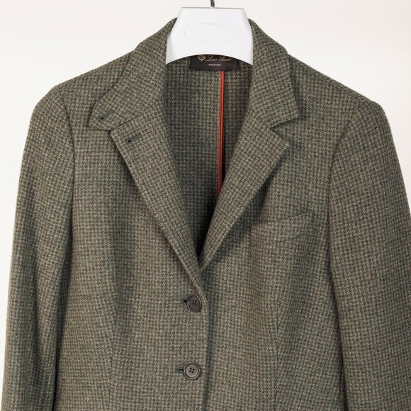 Loro Piana Green Houndstooth Cashmere-Blend Blazer - Picture 3 of 10